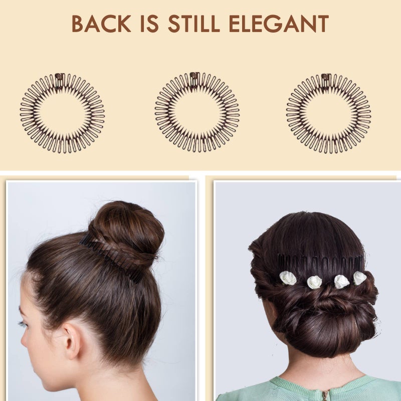 TUICARE 3Pieces Flexible Plastic Circular Stretch Hair Combs, Headband Hairband Holder for Women Girls - Image 3